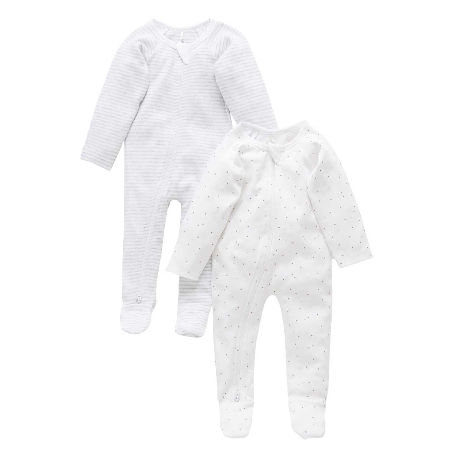 Purebaby 2 Pack Zip Growsuit